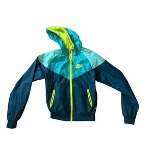 Nike Tri-Color Windbreaker Full Zip Retro Jacket in Blue/Mint/Green Size Small